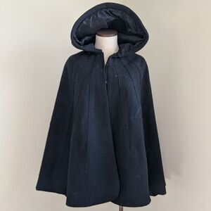 Wool Cape with Structured Hood